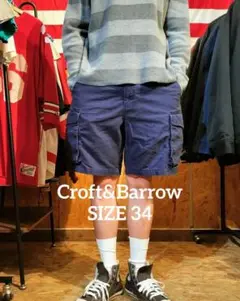 美品 34 Croft&Barrow 濃紺 カーゴショーツ USA古着 ネイビー