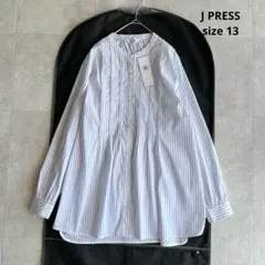 未使用✨J.PRESS バンドカラー ストライプシャツ チュニック 13 XL