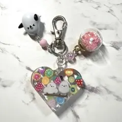 6028☆ シマエナガ　キーホルダー　バッグチャーム　レジン　ハンドメイド