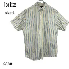 イクシーズ　ixi:z シャツ　トップス　Ｌ　半袖　ストライプ　おしゃれ