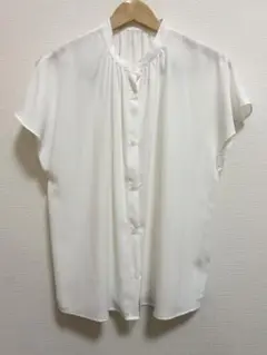 〖匿名配送〗新品 Lサイズ ホワイト 半袖 シフォンシャツ