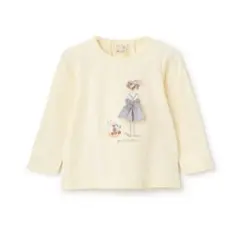petit main クリーム色 girlアップリケ
