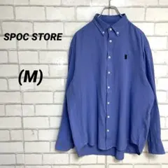 SPOC STORE スポックストア　刺繍胸元ロゴ　長袖シャツ　青　ブルー　M