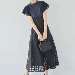dazzlin シアーチェックコルセットワンピース