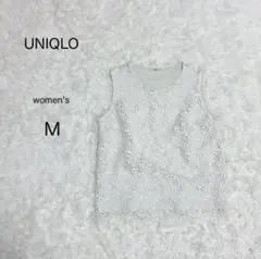 【UNIQLO】ユニクロ レースノースリーブ トップス 花柄 上品 白