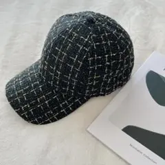 ブラック再入荷！綺麗め　ツィードキャップ　ZARA　上品　韓国　ママコーデ