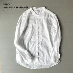 【美品】uniqloユニクロ INES イネスコラボ ピンタックブラウス　白　L
