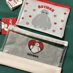 ベイマックス　クリア ポーチ ２点 ハート　ディズニー　赤　白　小物 ケース