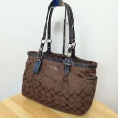 COACH コーチ ハンドバッグ F15146 ブラウン シグネチャー 総柄