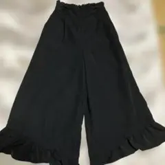 【MAJESTIC LEGON】フリル裾ガウチョパンツ ブラック