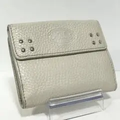 【美品】CELINE セリーヌ トリオンフ 折り財布 Wホック レザー ホワイト