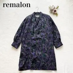 【レマロン】ダブルブレストワンピース（フリー）リボンタイ 花柄 ヴィンテージ