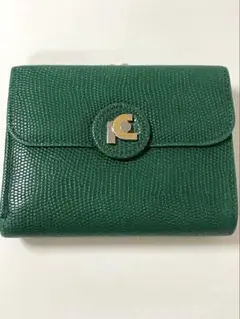 グリーン 三つ折り財布 Kのロゴ付き