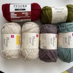 Melange tricot 毛糸他、かぎ針 5色、他3色セット