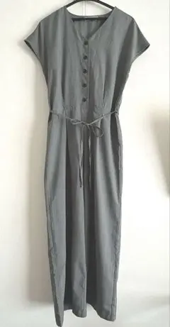 Rose Farm グレー マキシ丈 サロペット