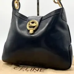 極美品✨セリーヌ ワンショルダーバッグ 馬車金具 ネイビー ホースビット