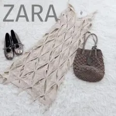 ZARA ザラ　ニット　かぎ針編み　クロッシェ　ノースリーブ　ワンピース