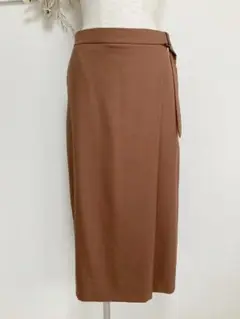 新品　23区　ラップ風スカート　44　XL　ブラウン