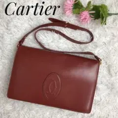 Cartier マストライン ショルダーバッグ ゴールド金具 裏地総柄 革