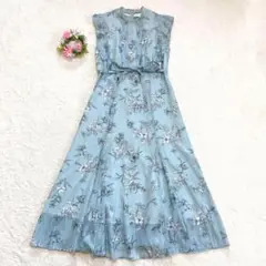 美品★ 【JUSGLITTY】 ラインフラワープリントワンピース (S)