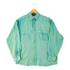 シルクシャツ　エメラルド　長袖　90s ボックス