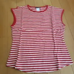J.CREW ノースリーブTシャツ S 赤と白ストライプ