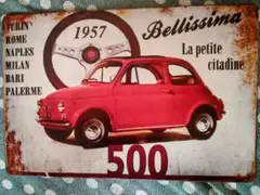 [訳あり]ＦＩＡＴ５００ブリキプレート＆イタリアンカラーウォッチベルト