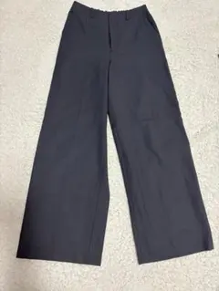 ダークグレー ワイドパンツ ゴムウエスト
