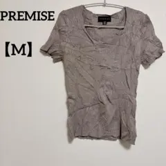 美品✨PREMISE 【M】 半袖 カットソー 丸首 上品 柔らかい ベージュ