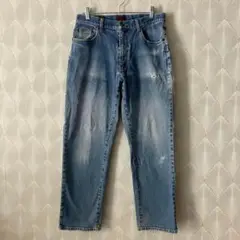 IYB デニム　ダメージジーンズ　ワイド　古着　メンズ　ストレッチ少し有b443