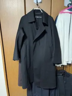着用1回 ユニクロ +J カシミヤブレンドラップロングコート ブラック M