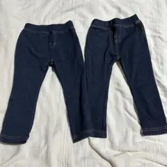 西松屋　90cm デニム風レギンス2枚セット