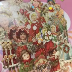 海外 クリスマス PETシール 素材 幼女 レトロガール ヴィクトリアン 30枚