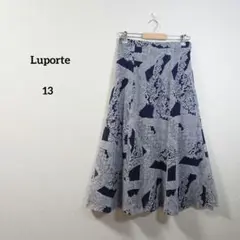 Luporte　スカート　ロングスカート　総柄　ネイビー　フレア　レディース