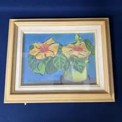 絵画　額装　油彩肉筆画　林武『花』8号　さし箱付き　1972年作 絵画 額装 油彩肉筆画 林武『花』8号 さし箱付き 1972年作