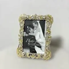 リーフ&ラインストーン　フォトフレーム　キラキラ　ブライダル　結婚　16×12
