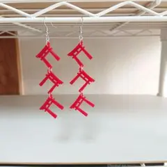 鳥居3連ピアス   シルバー