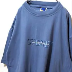 ピュアリーオーストラリアンco シドニー刺繍 Tシャツくすみブルー青XL古着