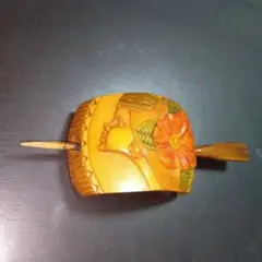 木製 髪飾り　手彫り