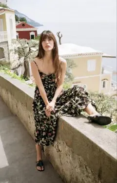 新品タグ付1万円！ZARA ザラ＊カットワーク刺繍フラワープリントキャミドレスM