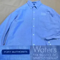 Waters 企業物 シャツ 水色 刺繍 BD ボタンダウン 長袖 アメリカ