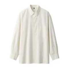 新品 無印 和紙混ポプリンシャツ S オフホワイト 無印良品 紳士 MUJI