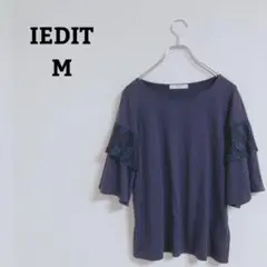 イディット　カットソー　ティアード　レース　花柄　五分袖　綿混　薄手　Ｍ
