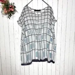 アンナニコラ　シアーブラウス　【M】　チェック柄　プルオーバー　ゆったり