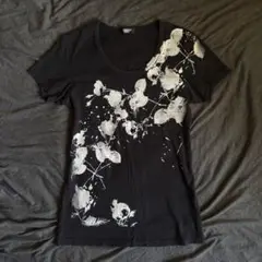 tornado mart flower ラメ print tシャツ