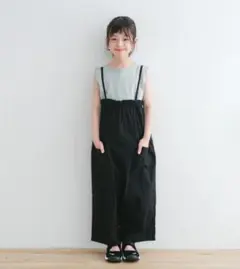 新品・タグ付！DOORS フリル バギーキャミサロペット ブラック 120cm