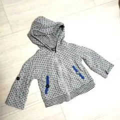 90 Ile Vitloge ドット　 グレー　フード　ジップ　トレーナー