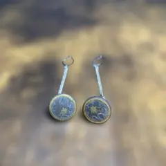 黒金円形デザイン カフリンクス