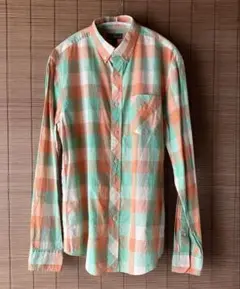 LL BEAN SIGNATURE オレンジ緑 チェック ボタンダウン シャツ