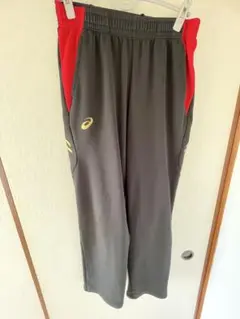 ASICS ジャージパンツ グレー/レッド M